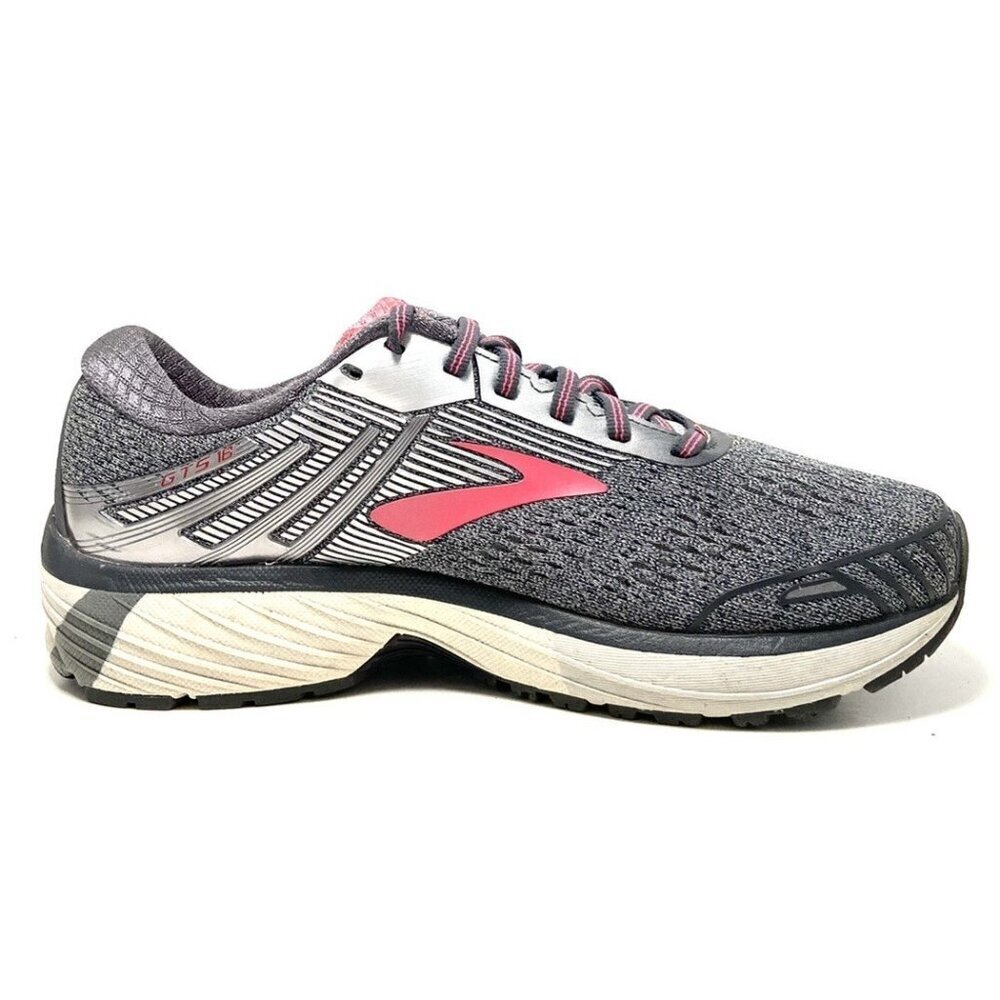 Brooks Adrenaline GTS 18 Gray Pink Lace Up Running Shoes Sneakers Size 10B - Picture 3 of 15